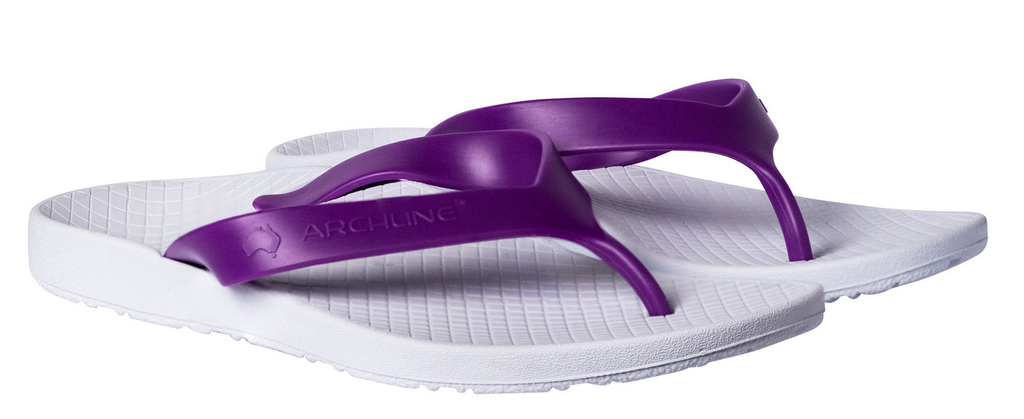 ARCHLINE Orthotic Thongs Arch Support Shoes Footwear Flip Flops Orthopedic - White/Fuchsia - EUR 38