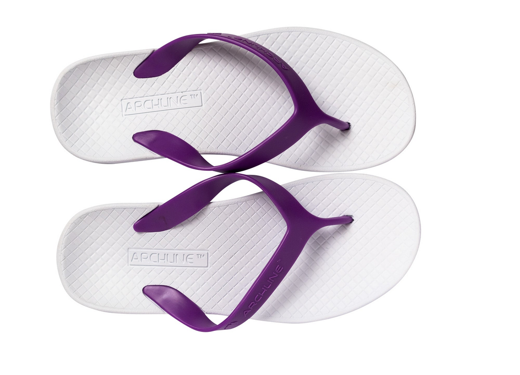 ARCHLINE Orthotic Thongs Arch Support Shoes Footwear Flip Flops Orthopedic - White/Fuchsia - EUR 38
