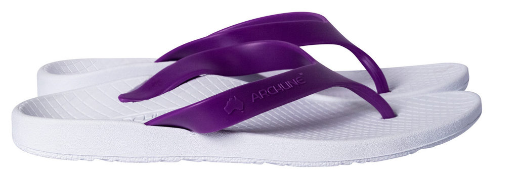 ARCHLINE Orthotic Thongs Arch Support Shoes Footwear Flip Flops Orthopedic - White/Fuchsia - EUR 42
