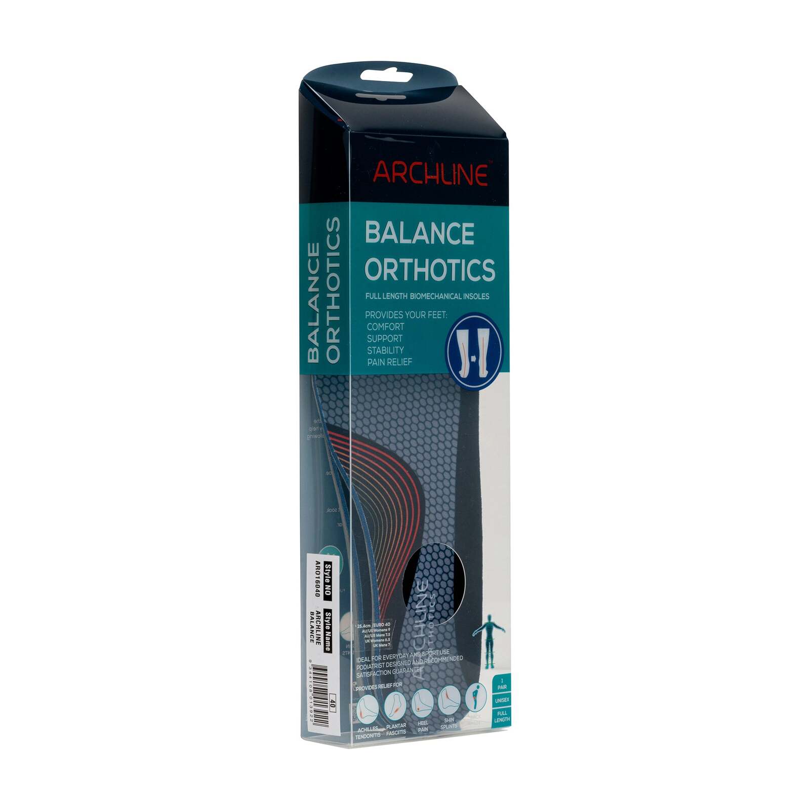ARCHLINE Orthotics Insoles Balance Full Length Arch Support Pain Relief - EUR 43