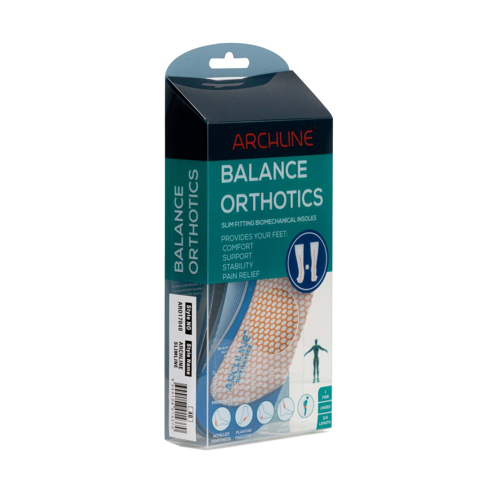 ARCHLINE 3/4 Slim Orthotics Plantar Fasciitis Insoles Balance Support Relief - EUR 39