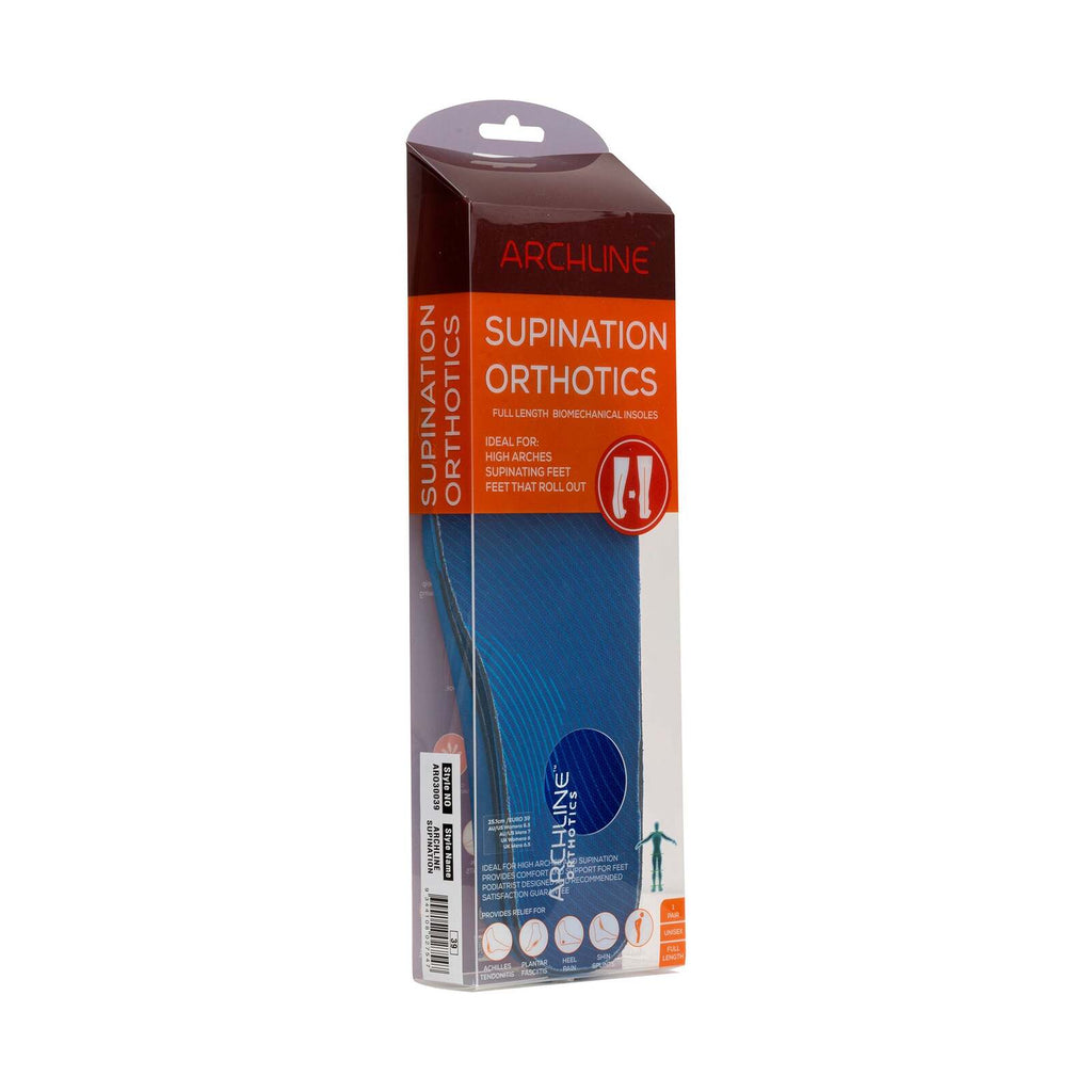 Archline Supination Orthotic Insoles - Full Length (Unisex) Plantar Fasciitis High Arch - Euro 37