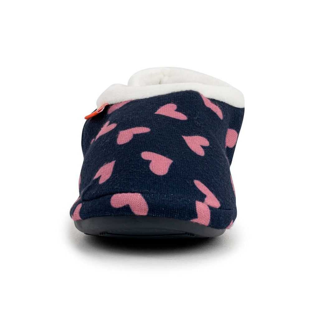 ARCHLINE Orthotic Slippers CLOSED Arch Scuffs Moccasins Pain Relief in Navy Hearts - EUR40