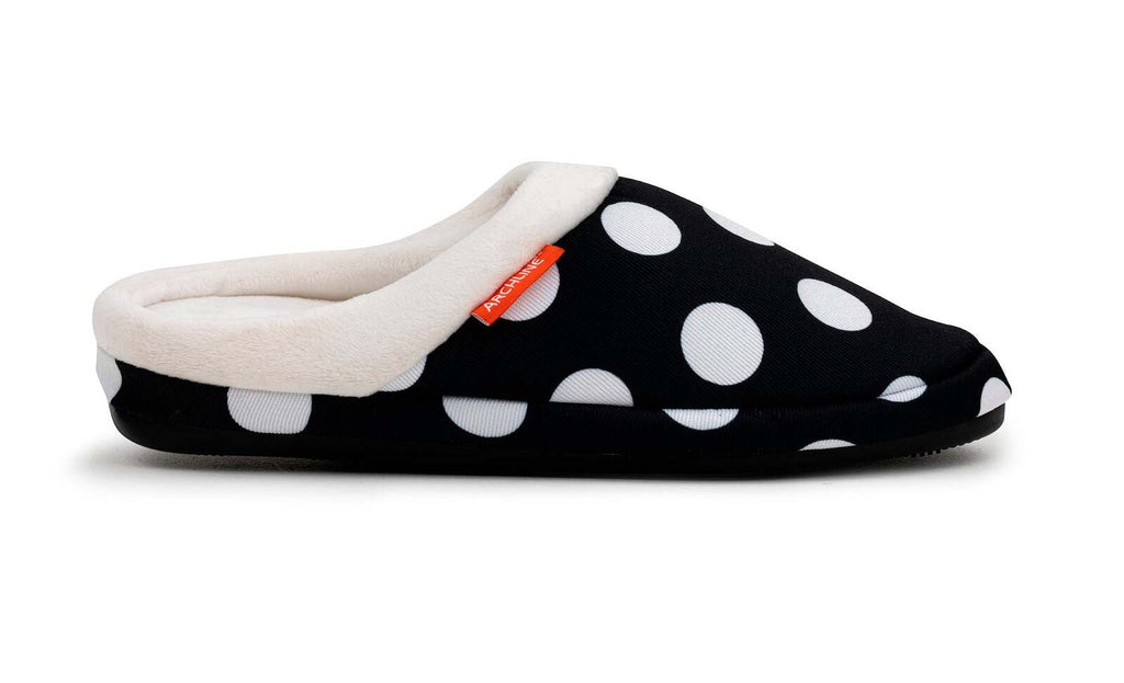 ARCHLINE Orthotic Slippers Slip On Arch Scuffs Pain Relief Moccasins - Polka Dots - EU 38