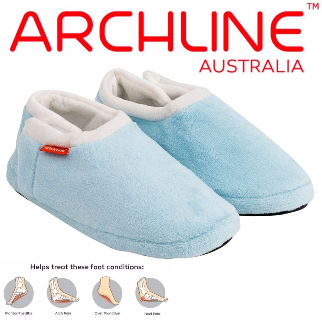 ARCHLINE Orthotic Slippers Closed Scuffs Pain Relief Moccasins - Sky Blue - EUR 43