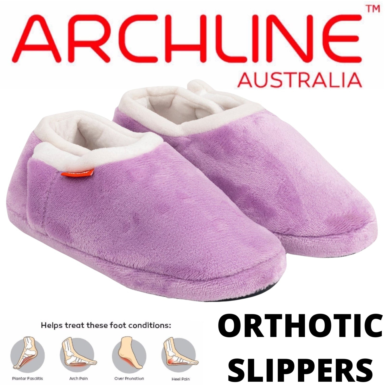 ARCHLINE Orthotic Slippers CLOSED Arch Scuffs Pain Relief Moccasins - Lilac - EU 42