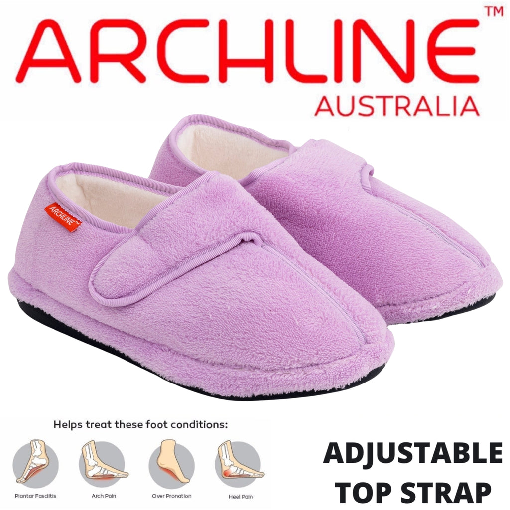 ARCHLINE Orthotic Plus Slippers Closed Scuffs Pain Relief Moccasins - Lilac - EU 39