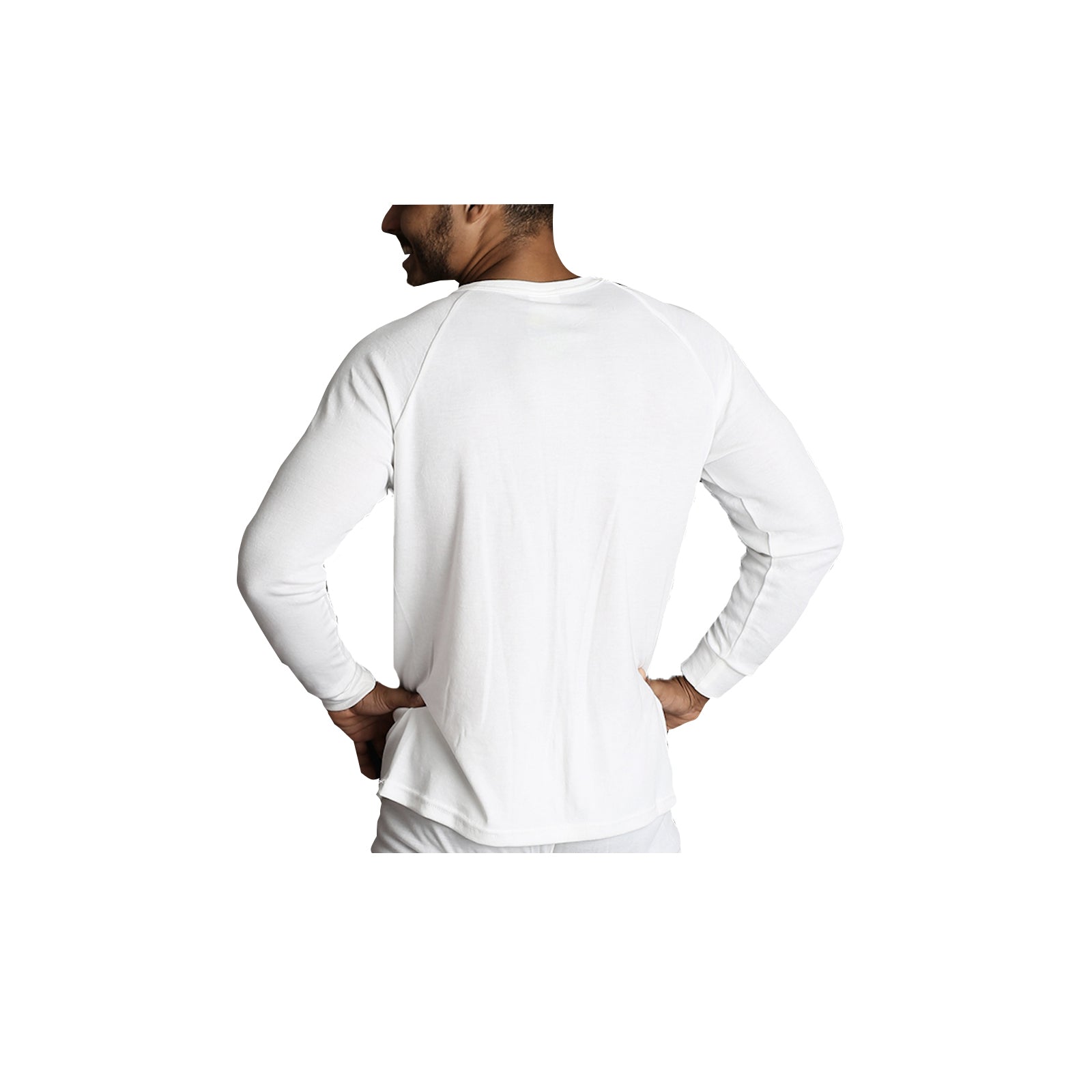 Mens Merino Wool Blend Long Sleeve Thermal Top Underwear Thermals Base Layer - Beige - M
