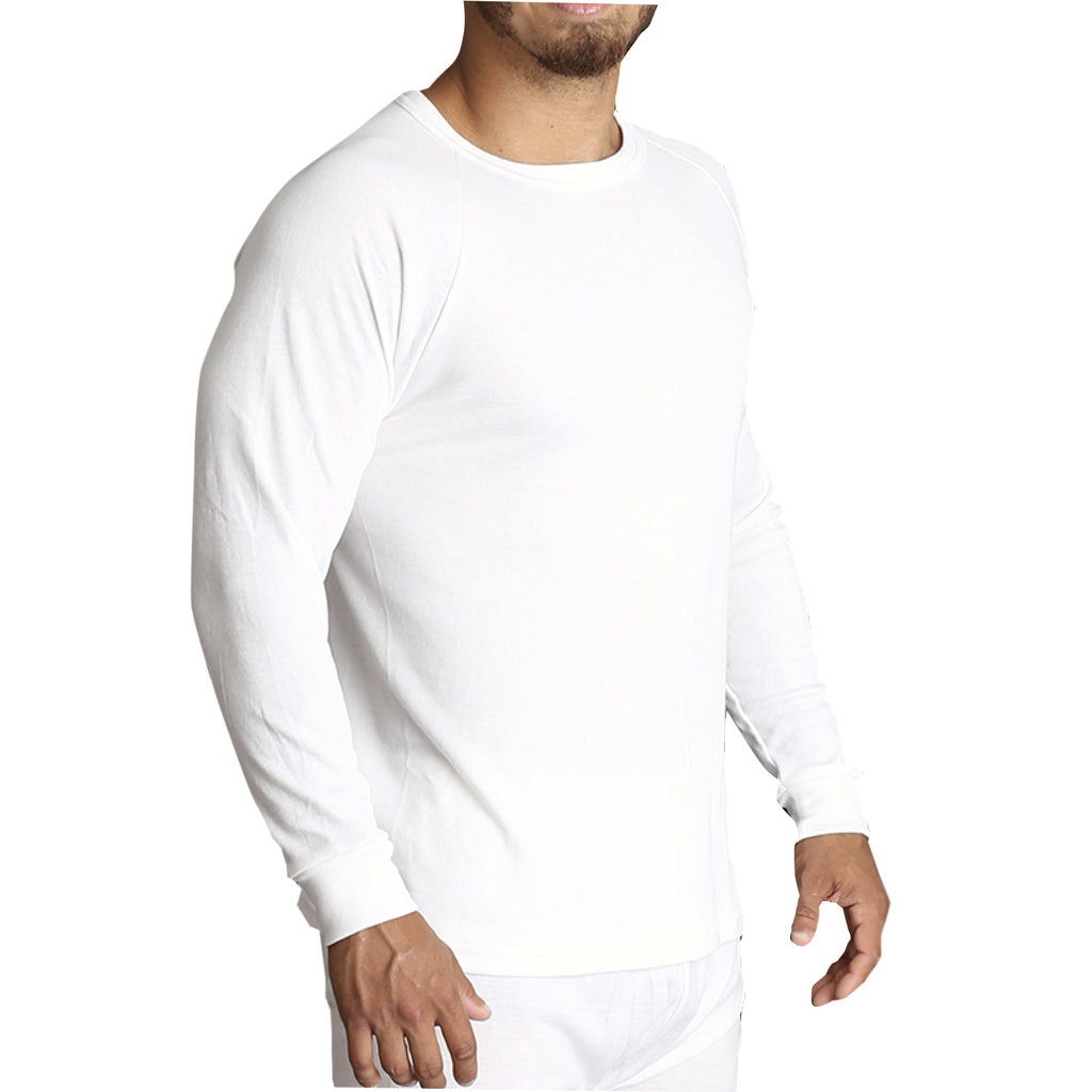 Mens Merino Wool Blend Long Sleeve Thermal Top Underwear Thermals Base Layer - Beige - 4XL