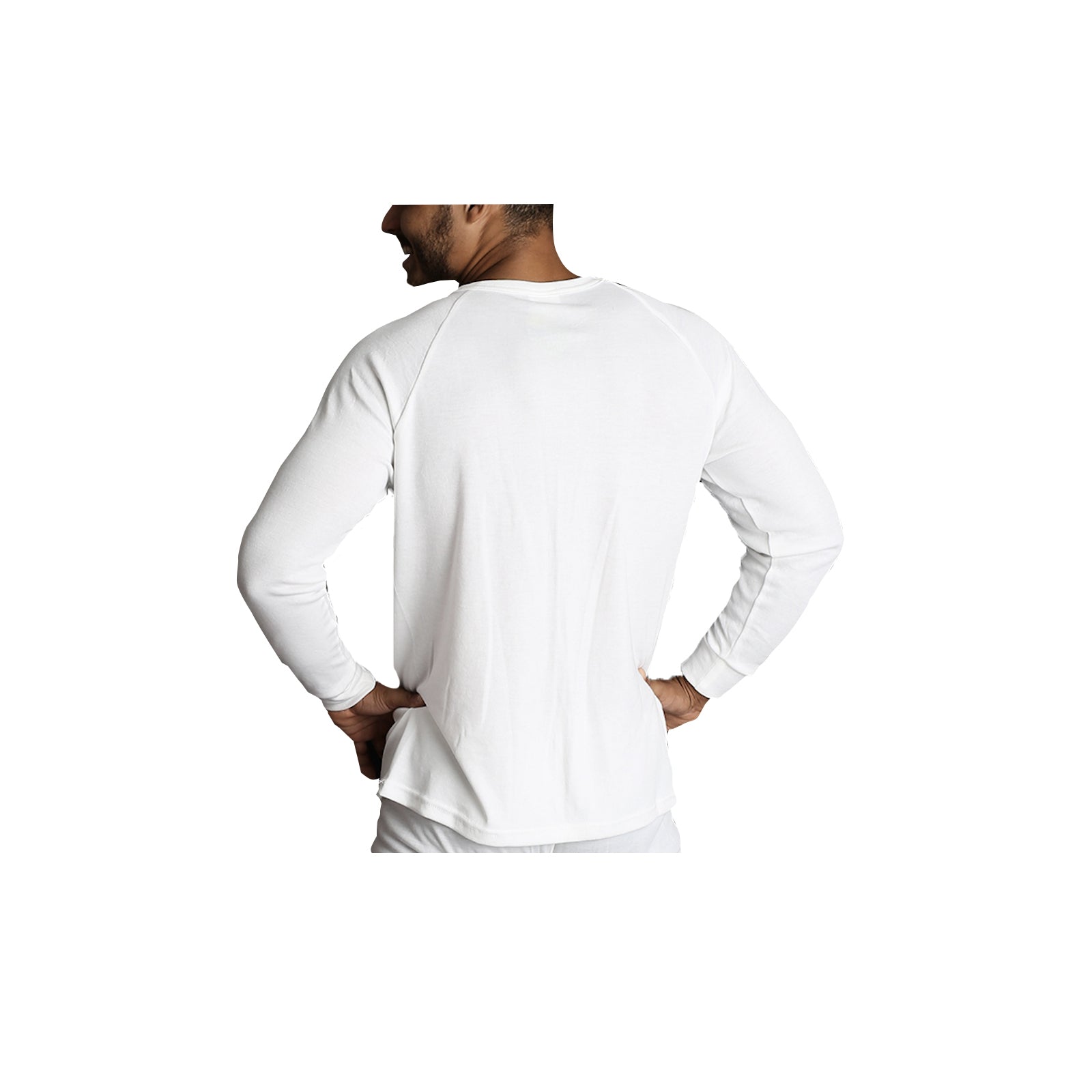 Mens Merino Wool Blend Long Sleeve Thermal Top Underwear Thermals Base Layer - Beige - 6XL