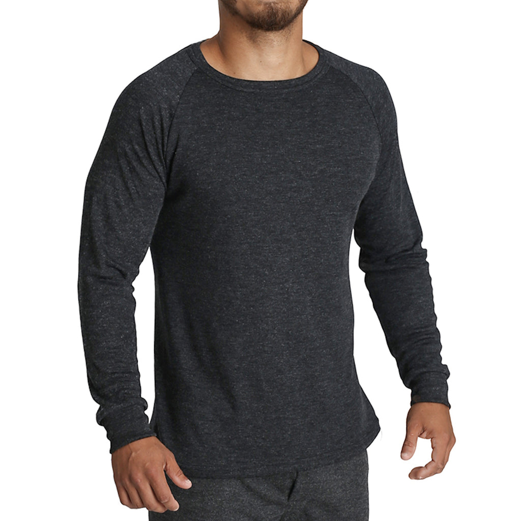 Mens Merino Wool Blend Long Sleeve Thermal Top Underwear Thermals Base Layer - Black - 5XL