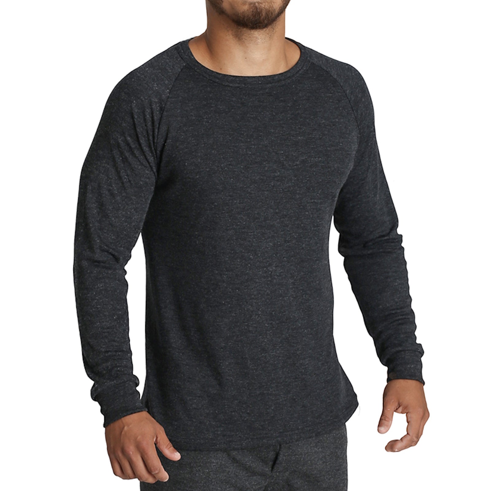 Mens Merino Wool Blend Long Sleeve Thermal Top Underwear Thermals Base Layer - Black - 5XL