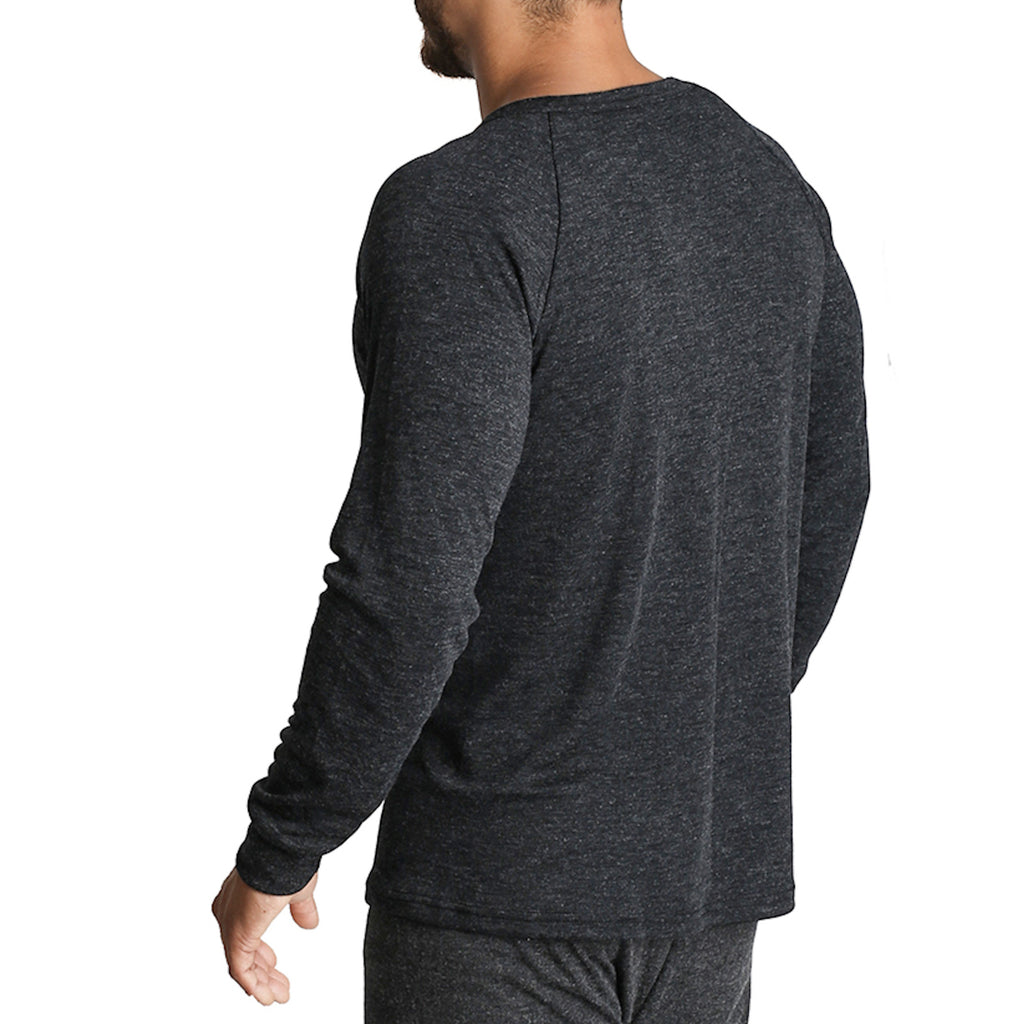 Mens Merino Wool Blend Long Sleeve Thermal Top Underwear Thermals Base Layer - Black - 5XL