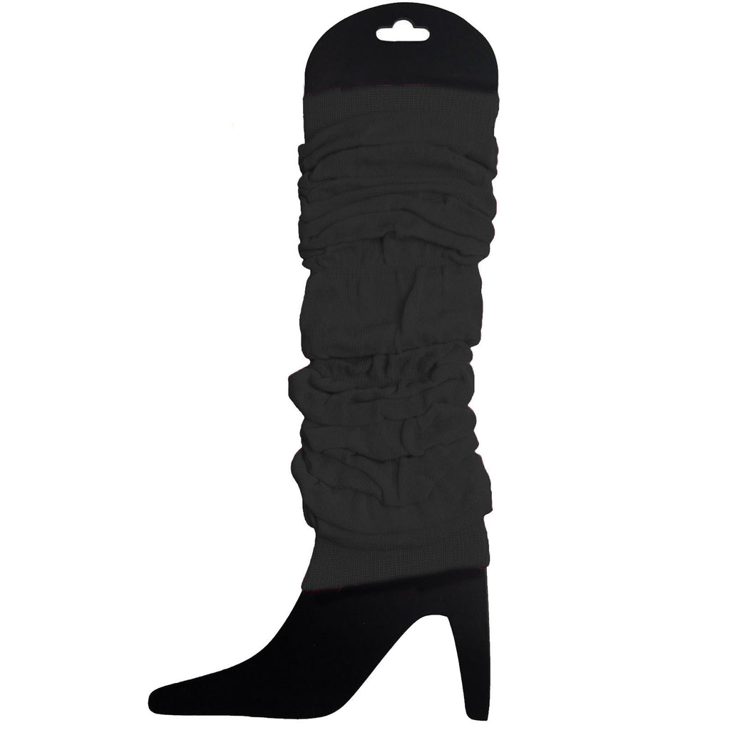 12 LEG WARMERS Knitted Womens Neon Party Knit Ankle Fluro Dance Costume 80s BULK - Black