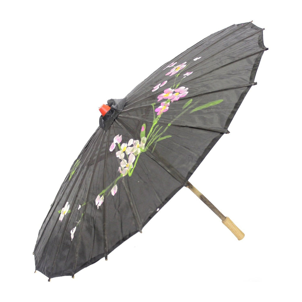 12x PARASOL UMBRELLA Chinese Japanese Bamboo Flower Pattern 80cm Large BULK - Assorted Colour Pack