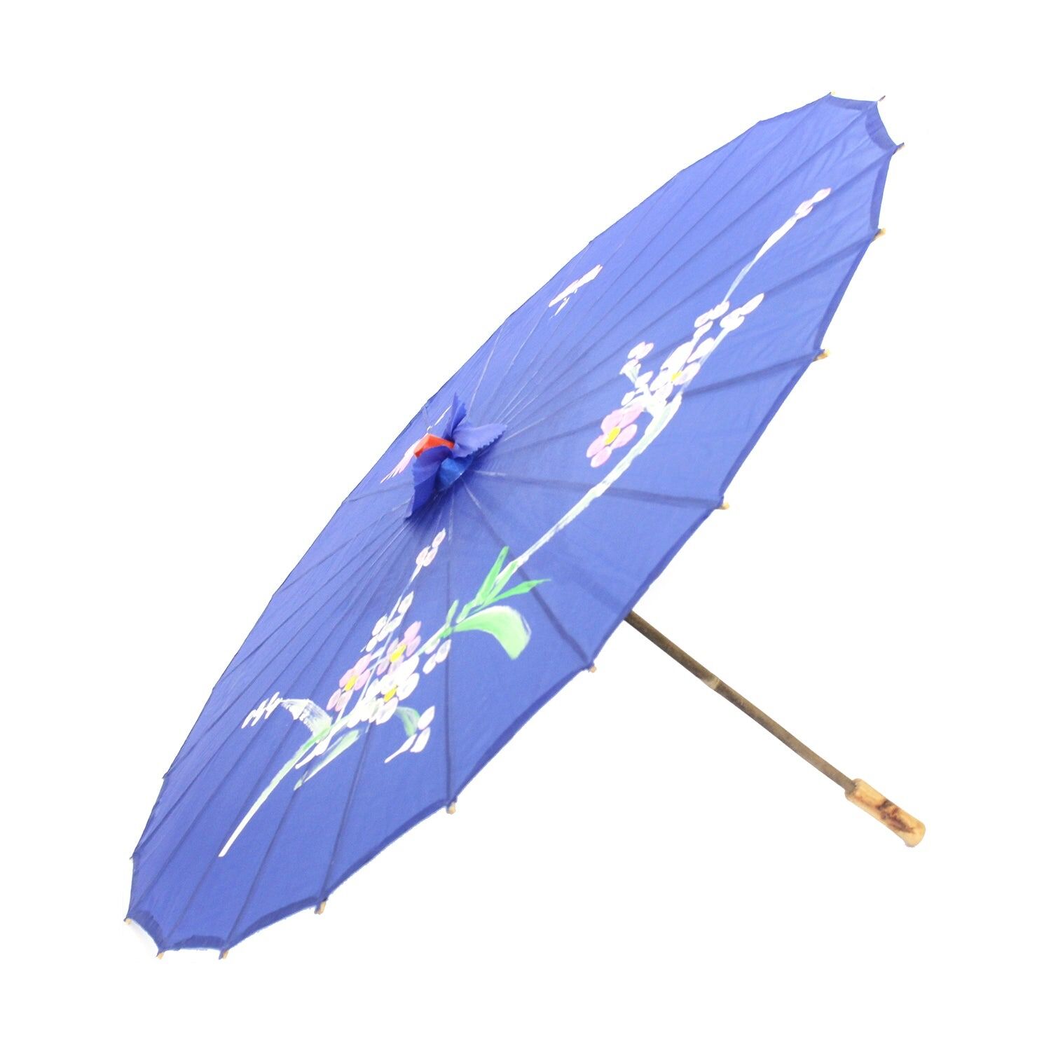 12x PARASOL UMBRELLA Chinese Japanese Bamboo Flower Pattern 80cm Large BULK - Blue