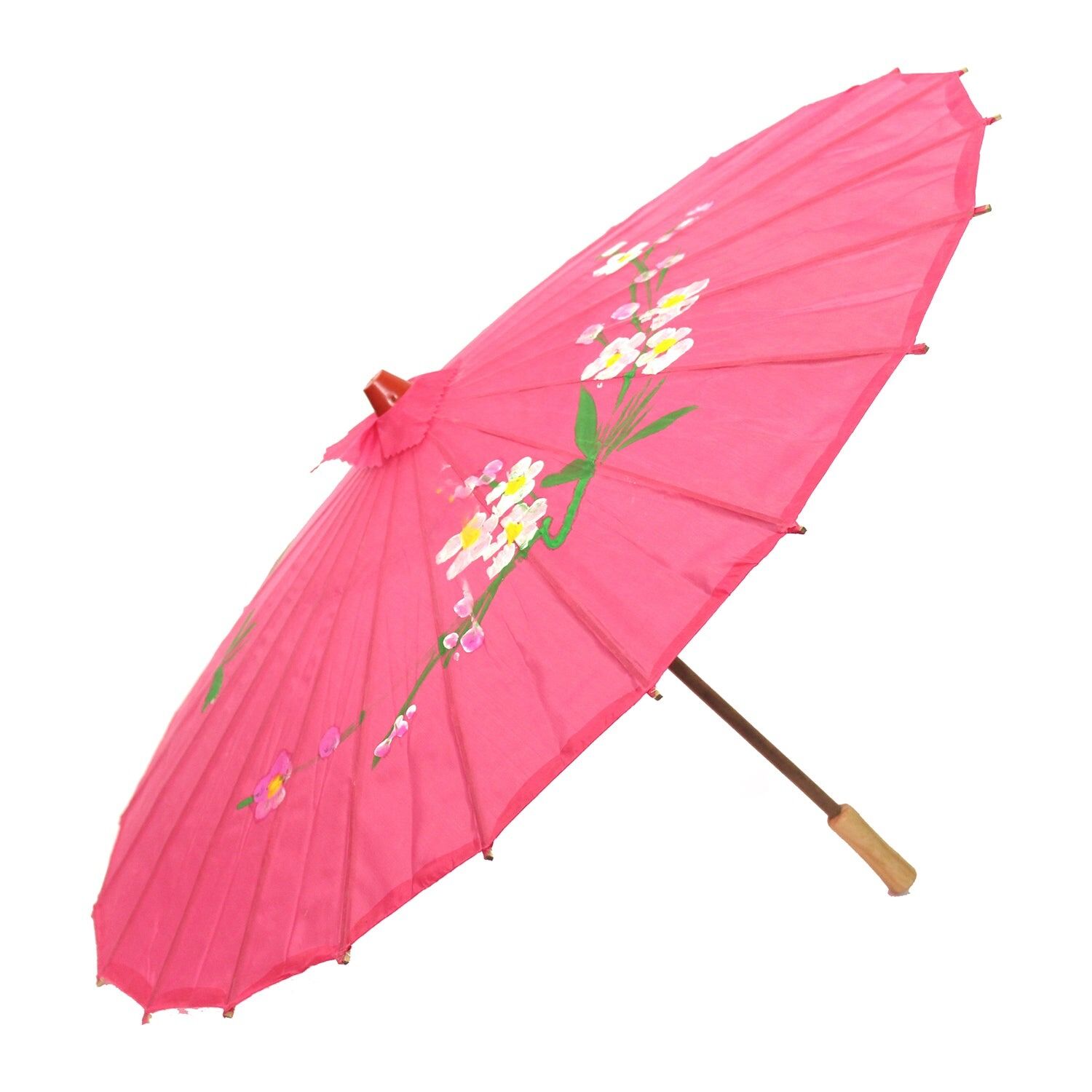12x PARASOL UMBRELLA Chinese Japanese Bamboo Flower Pattern 80cm Large BULK - Hot Pink