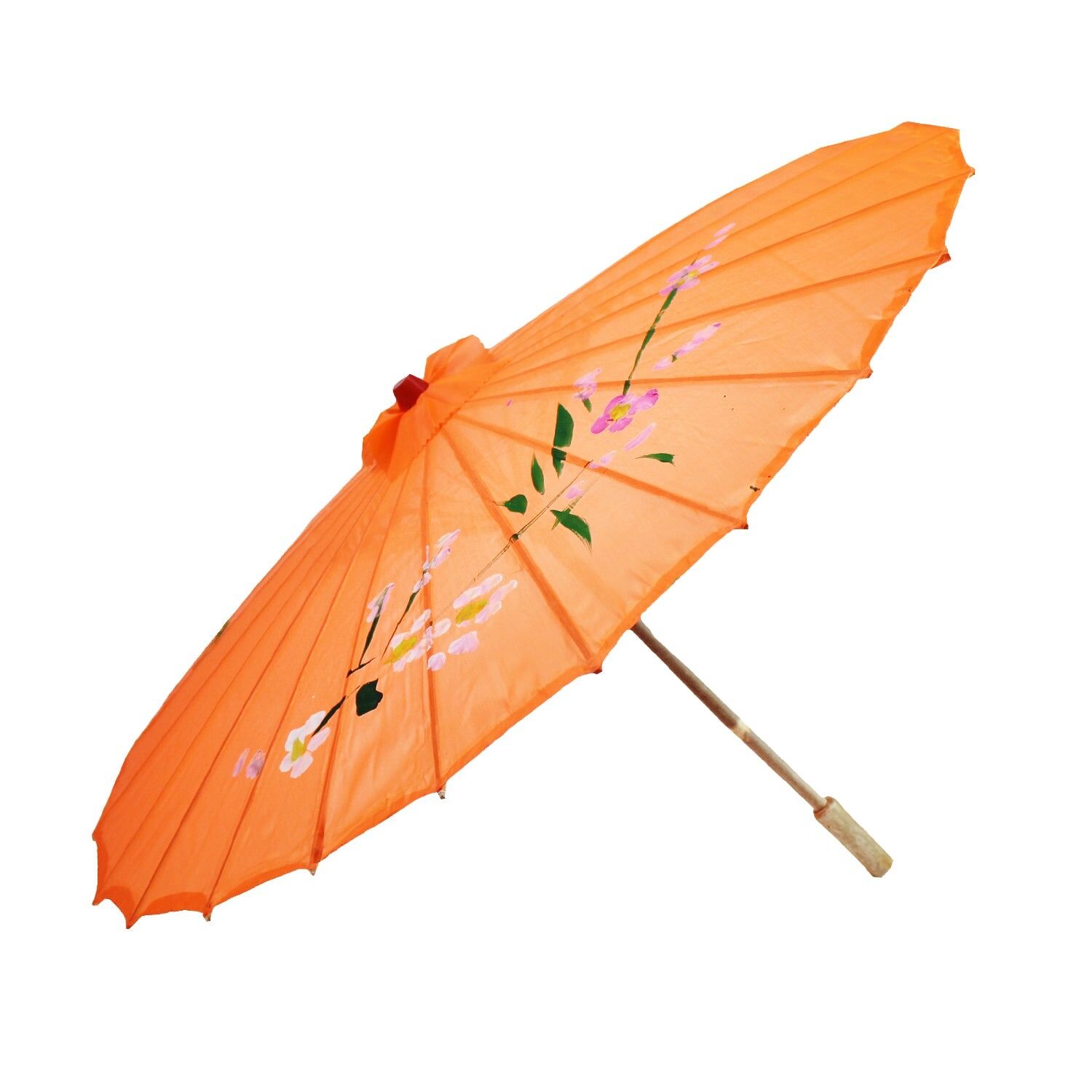 12x PARASOL UMBRELLA Chinese Japanese Bamboo Flower Pattern 80cm Large BULK - Orange