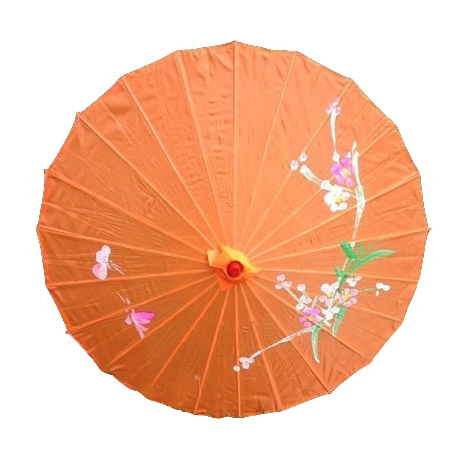 12x PARASOL UMBRELLA Chinese Japanese Bamboo Flower Pattern 80cm Large BULK - Orange