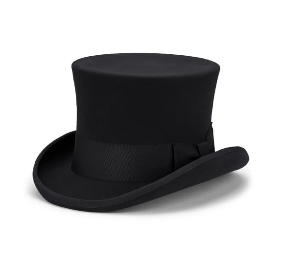 5.5"" Premium Australian Wool Felt Top Hat w/ Satin Lining Mad Hatter Magician Tuxedo in Black - 57cm