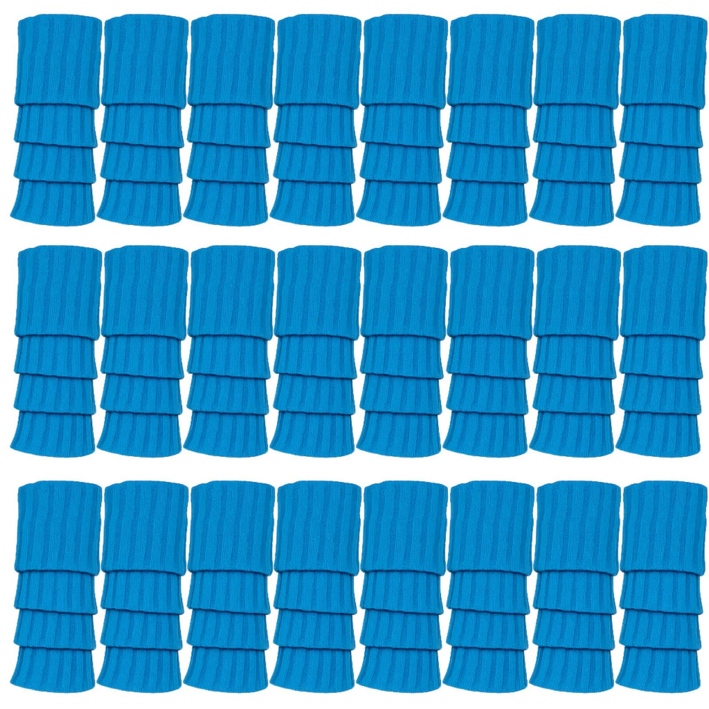 24x Womens Leg Warmers Disco Winter Knit Dance Party Crochet Legging Socks Costume - Topaz Blue
