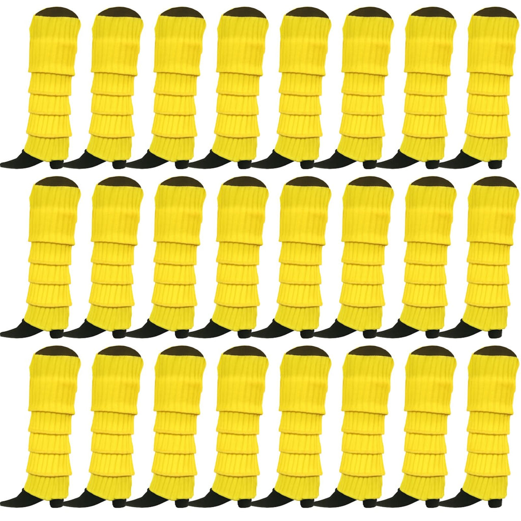 24x Womens Leg Warmers Disco Winter Knit Dance Party Crochet Legging Socks Costume - Yellow