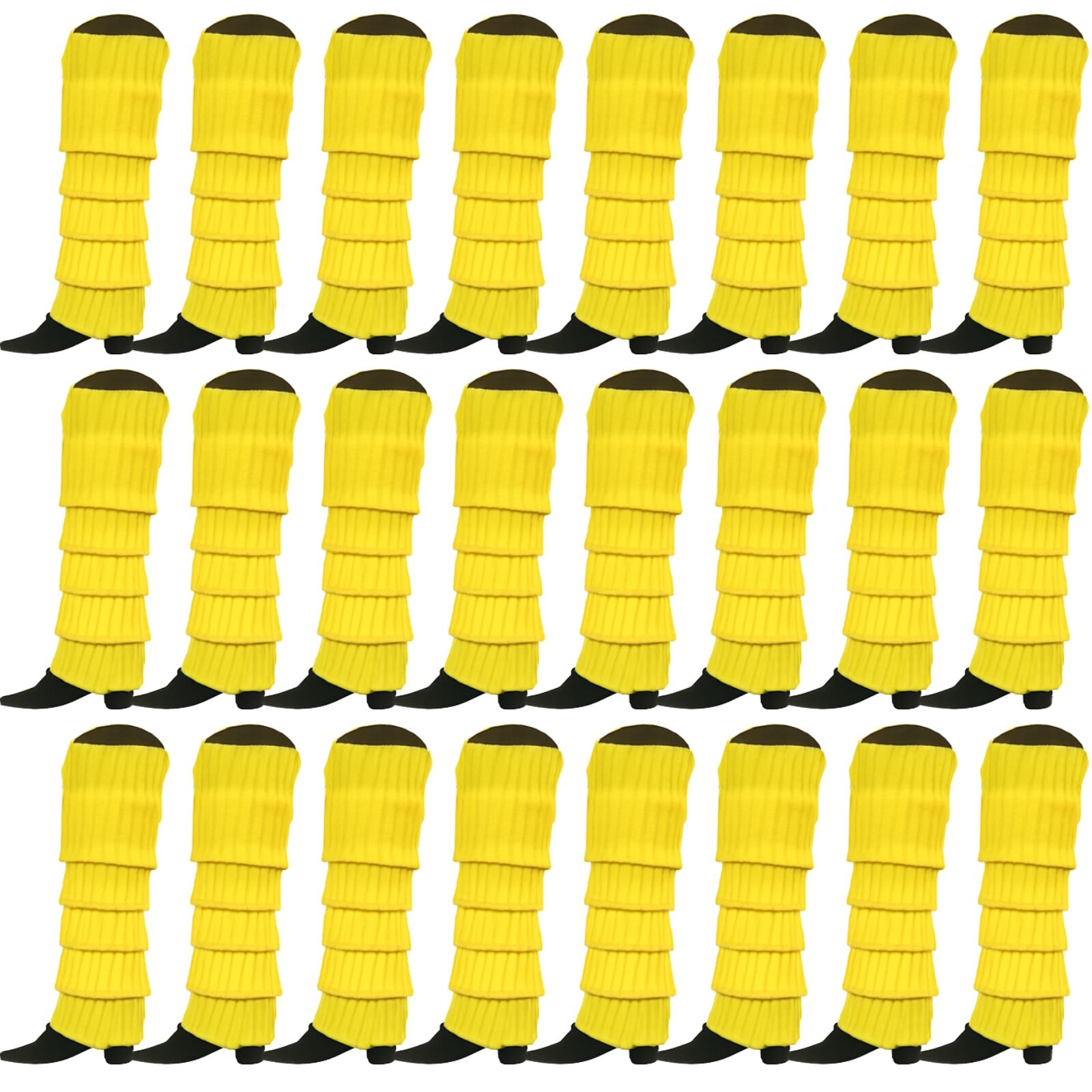 24x Womens Leg Warmers Disco Winter Knit Dance Party Crochet Legging Socks Costume - Yellow