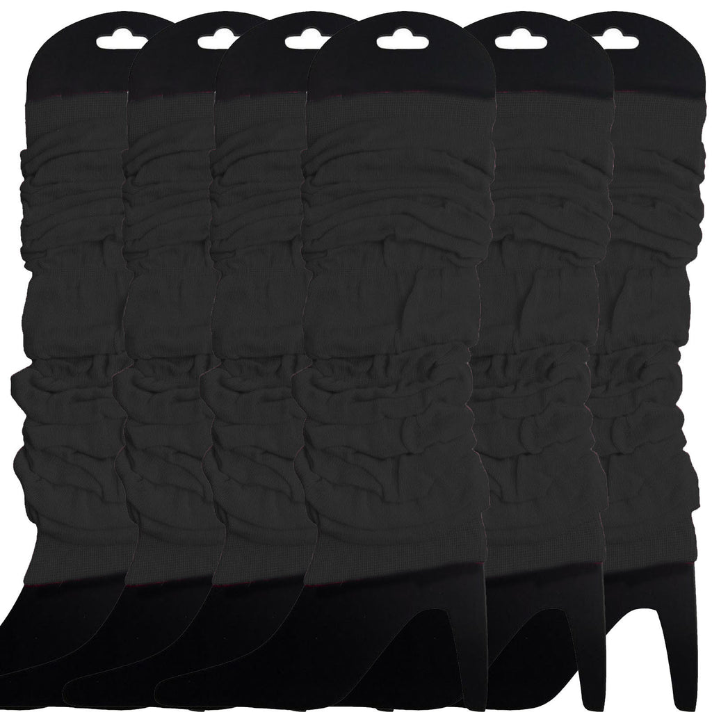 6x LEG WARMERS Knitted Womens Neon Party Knit Ankle Fluro Dance Costume 80s BULK - Black