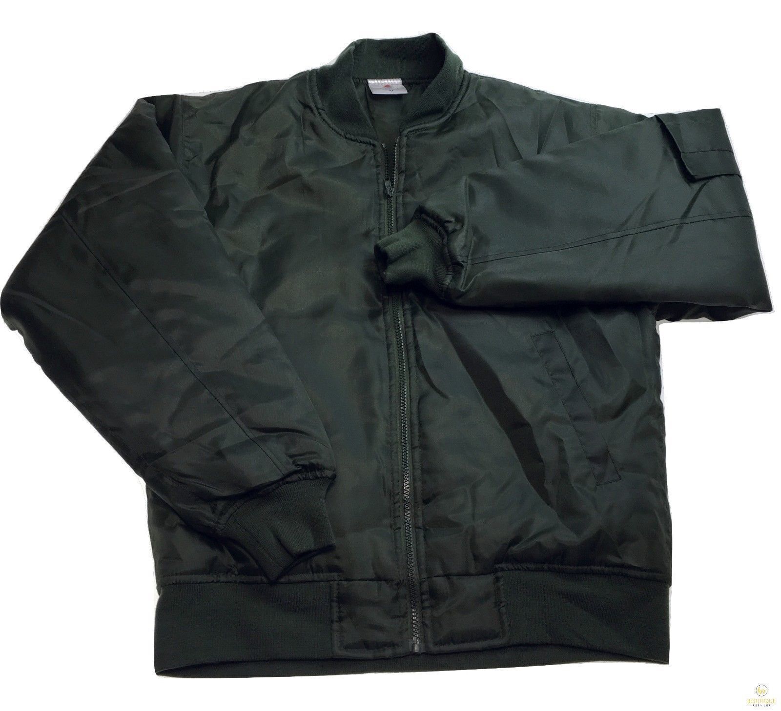 Plus Size Quilted Jacket Zip Up Classic Padded Flight Flying Winter Big & Tall - Bottle Green - 6XL