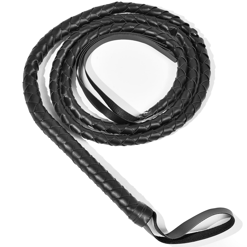 BLACK WHIP Faux Leather Costume Party 180cm Riding Cowboy Fancy Dress