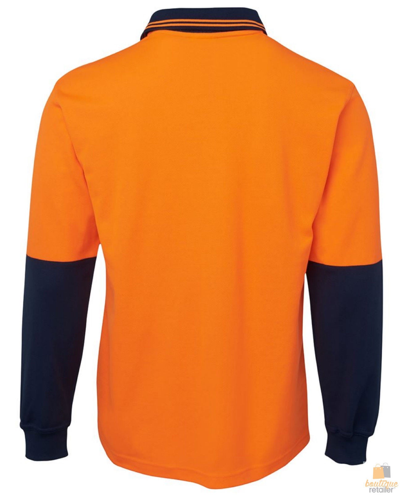 HI VIS LONG SLEEVE POLO SHIRT Top Safety Workwear Fluro Breathable Dry WB - Orange - L