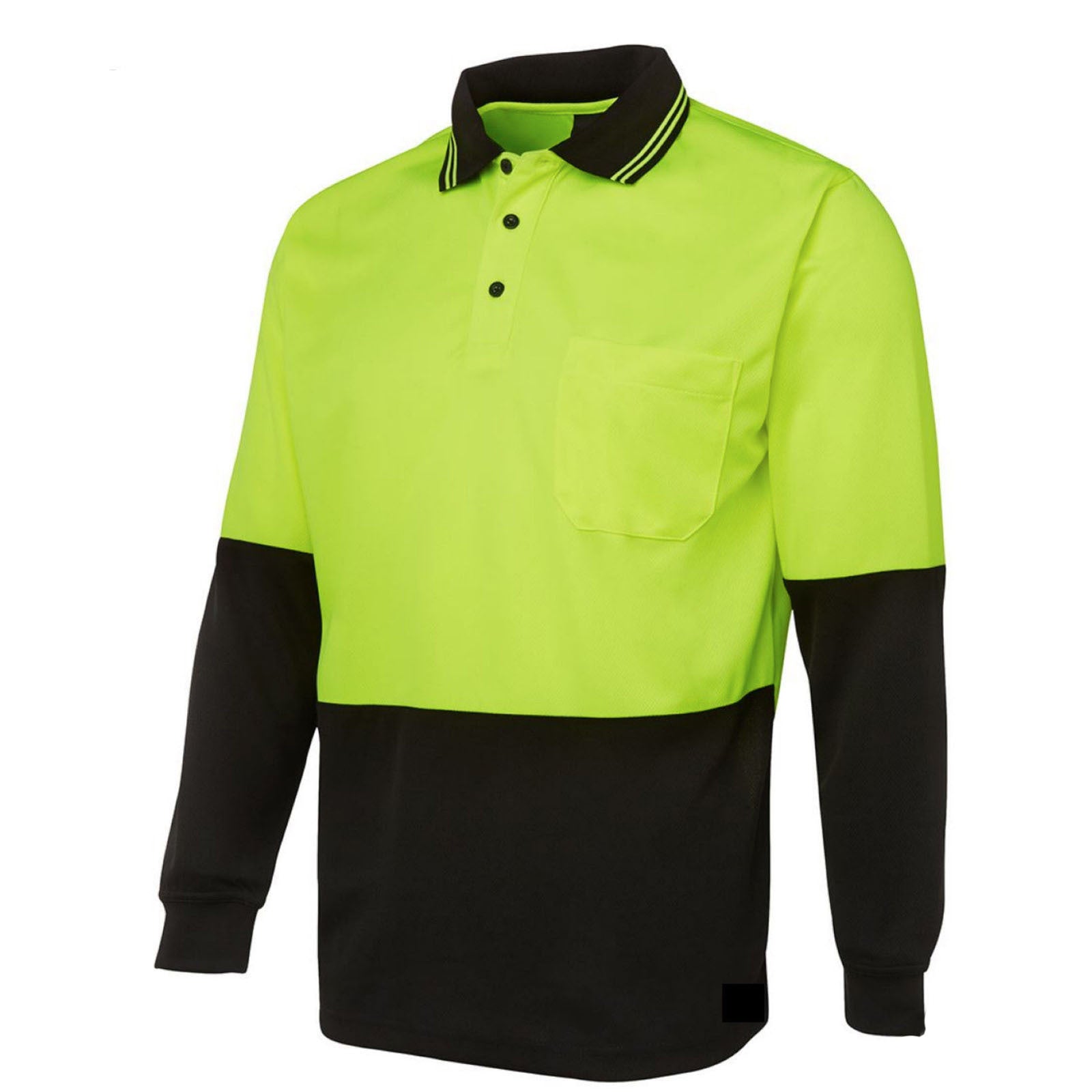 HI VIS LONG SLEEVE POLO SHIRT Top Safety Workwear Fluro Breathable Dry WB - Orange - XXL