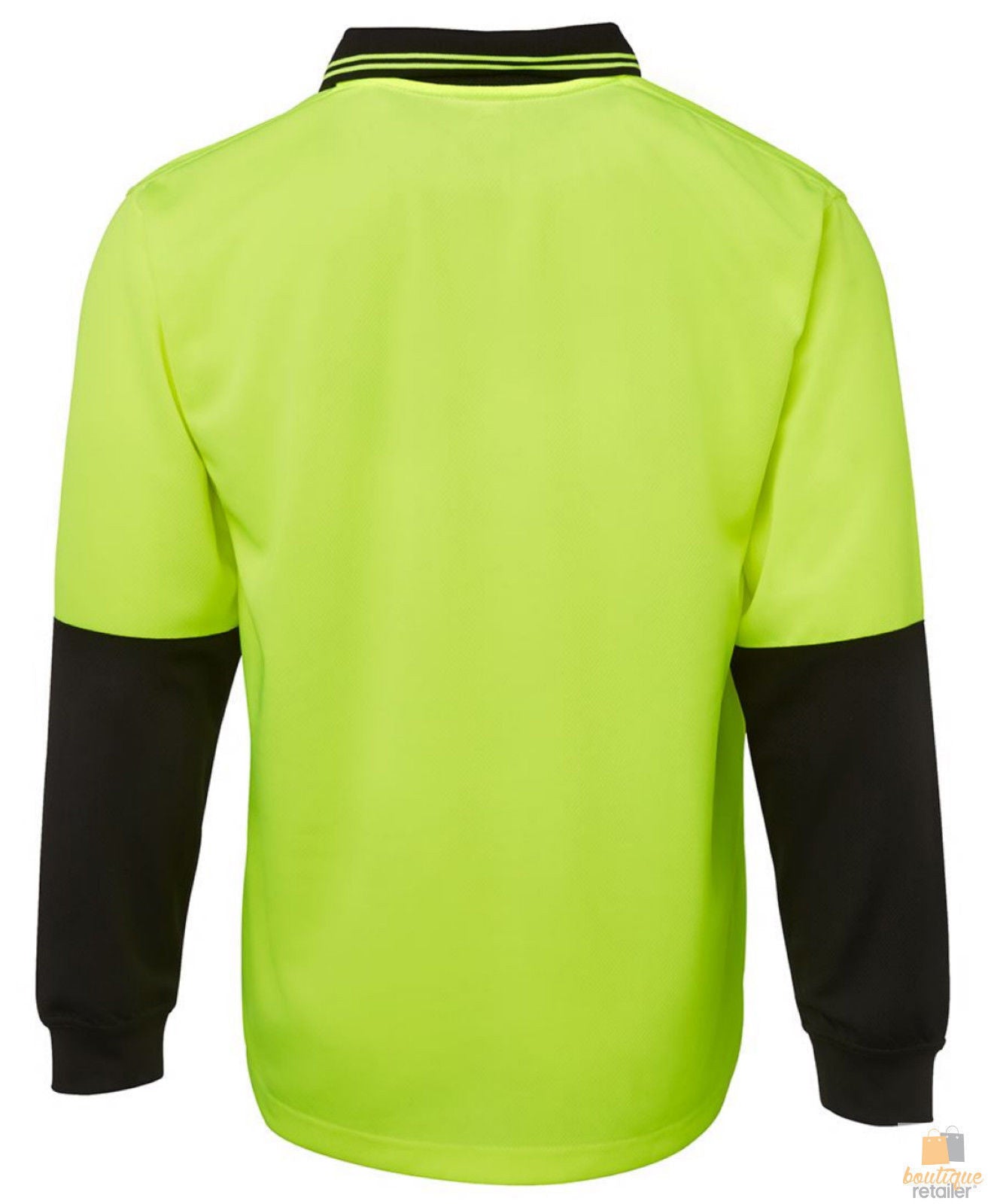 HI VIS LONG SLEEVE POLO SHIRT Top Safety Workwear Fluro Breathable Dry WB - Yellow - XXL