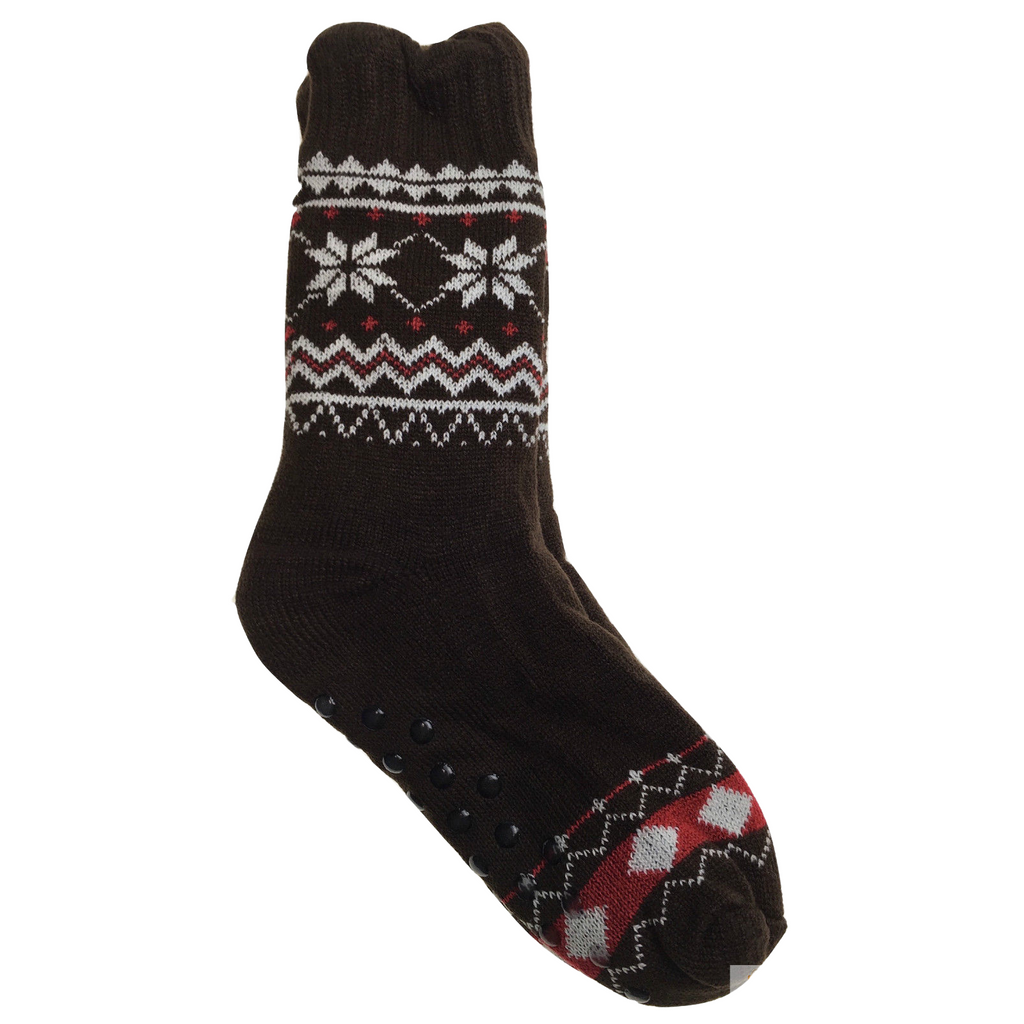 1 Pair Mens Non Slip Thick Fur Warm Winter Bed Socks Thermal Warm Cushion - One Size