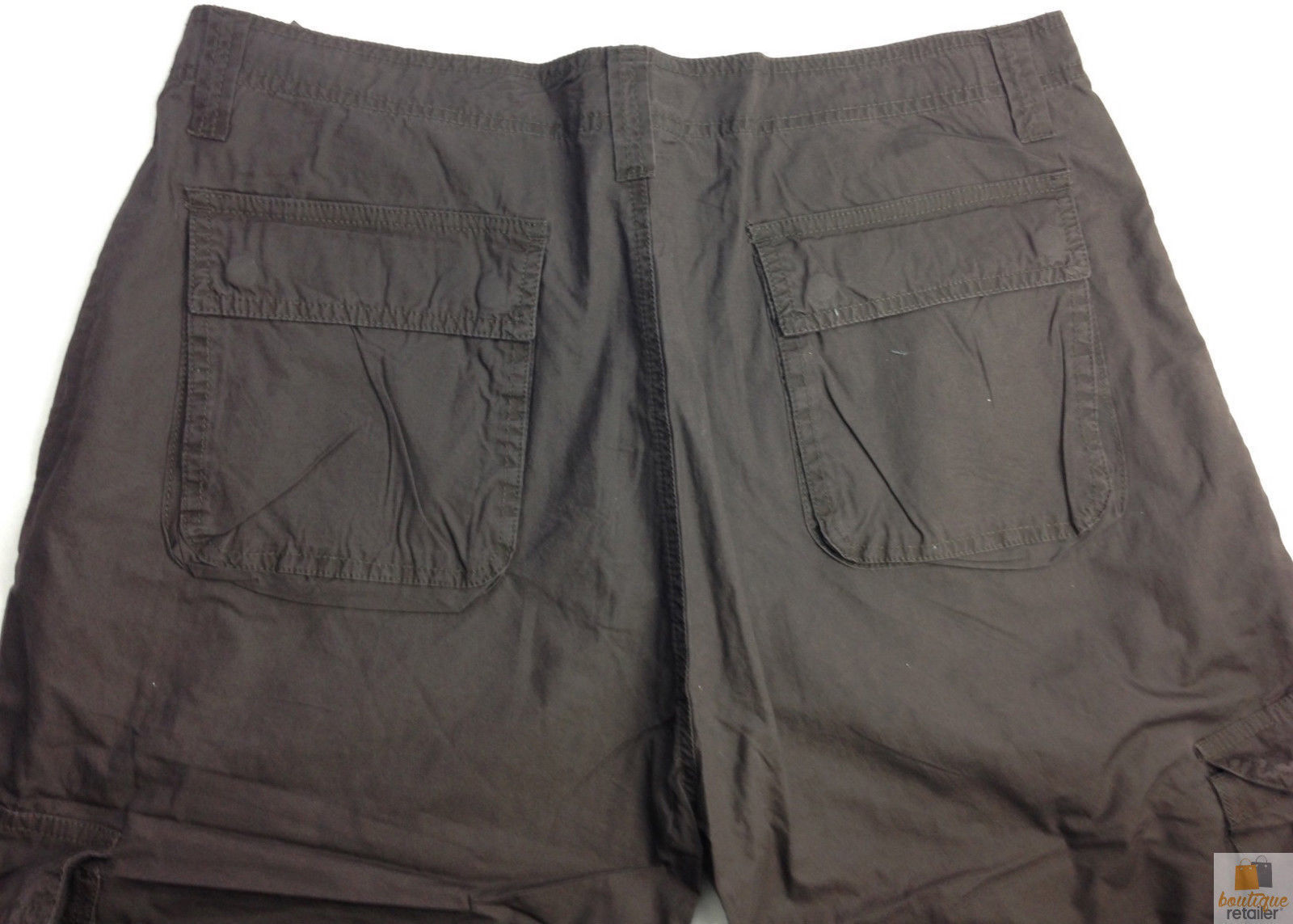 Mens 3/4 CARGO SHORTS Long Pants 100% COTTON Army Military Combat Summer - Brown - Small (30"")