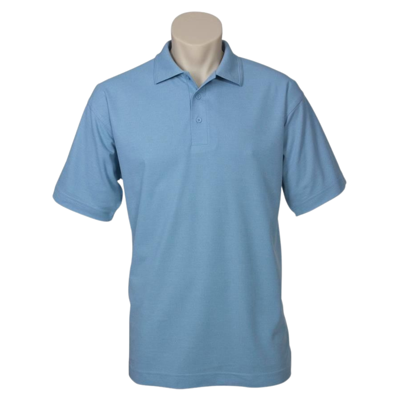 Mens Polo Top Shirt Plain Casual Short Sleeve Knit Basic T-Shirt - Sky Blue - XXL