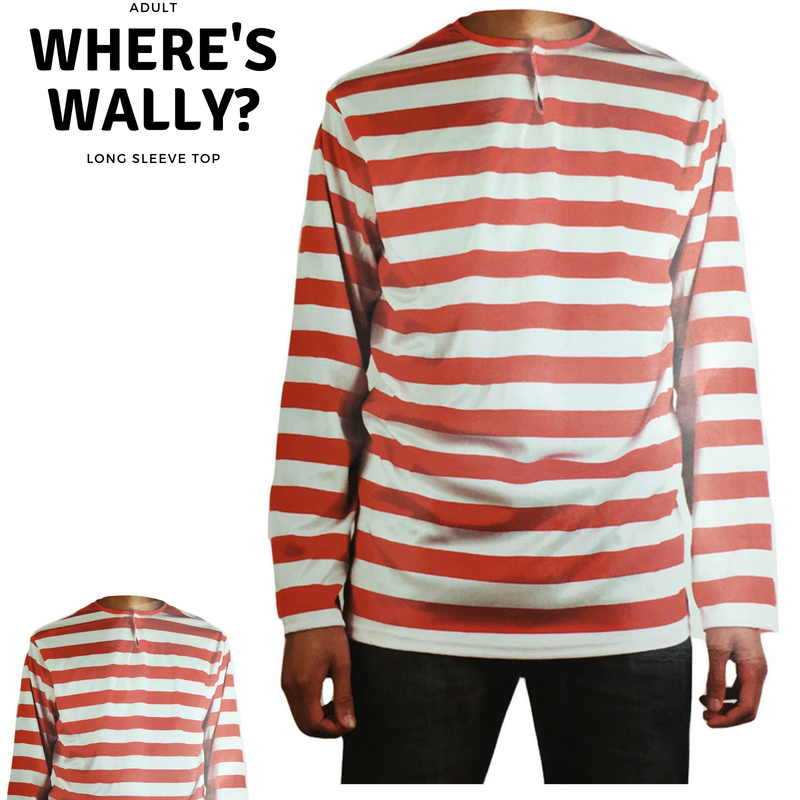 ADULTS Book Week Red and White Striped Top Shirt Costume Party Dress Up - Small