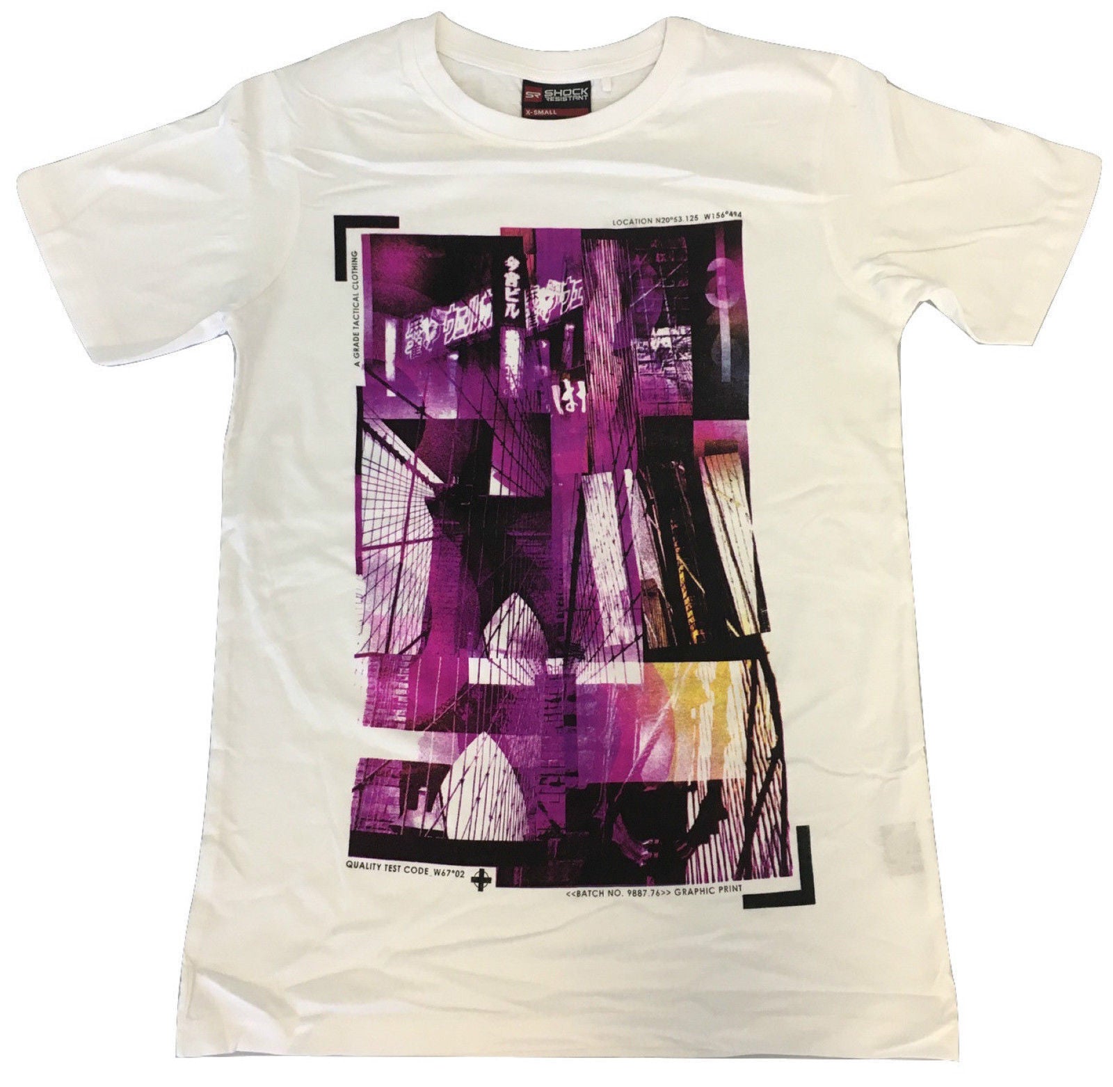 100% Cotton T-Shirt with Print Design Slim Fit Basic Tee Top XS-XXL - White - L