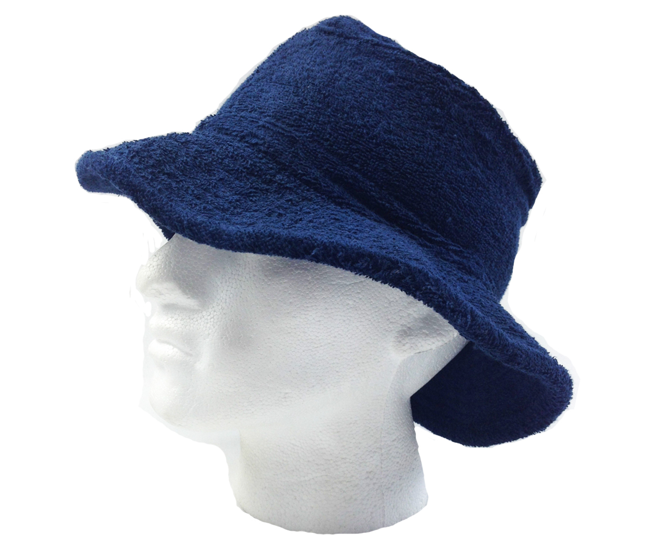 100% Cotton Terry Towelling Bucket Hat Daggy Fishing Camping Lad Cap in Navy Blue - X-Large