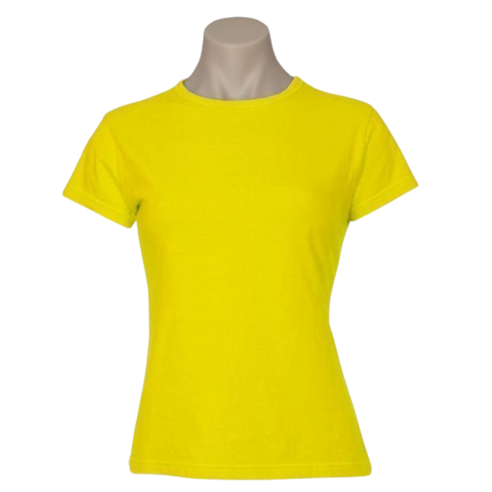 Womens Plain Ladies T SHIRT 100% COTTON Basic Tee Casual Top Size 6-24 T-Shirt - Yellow - 22