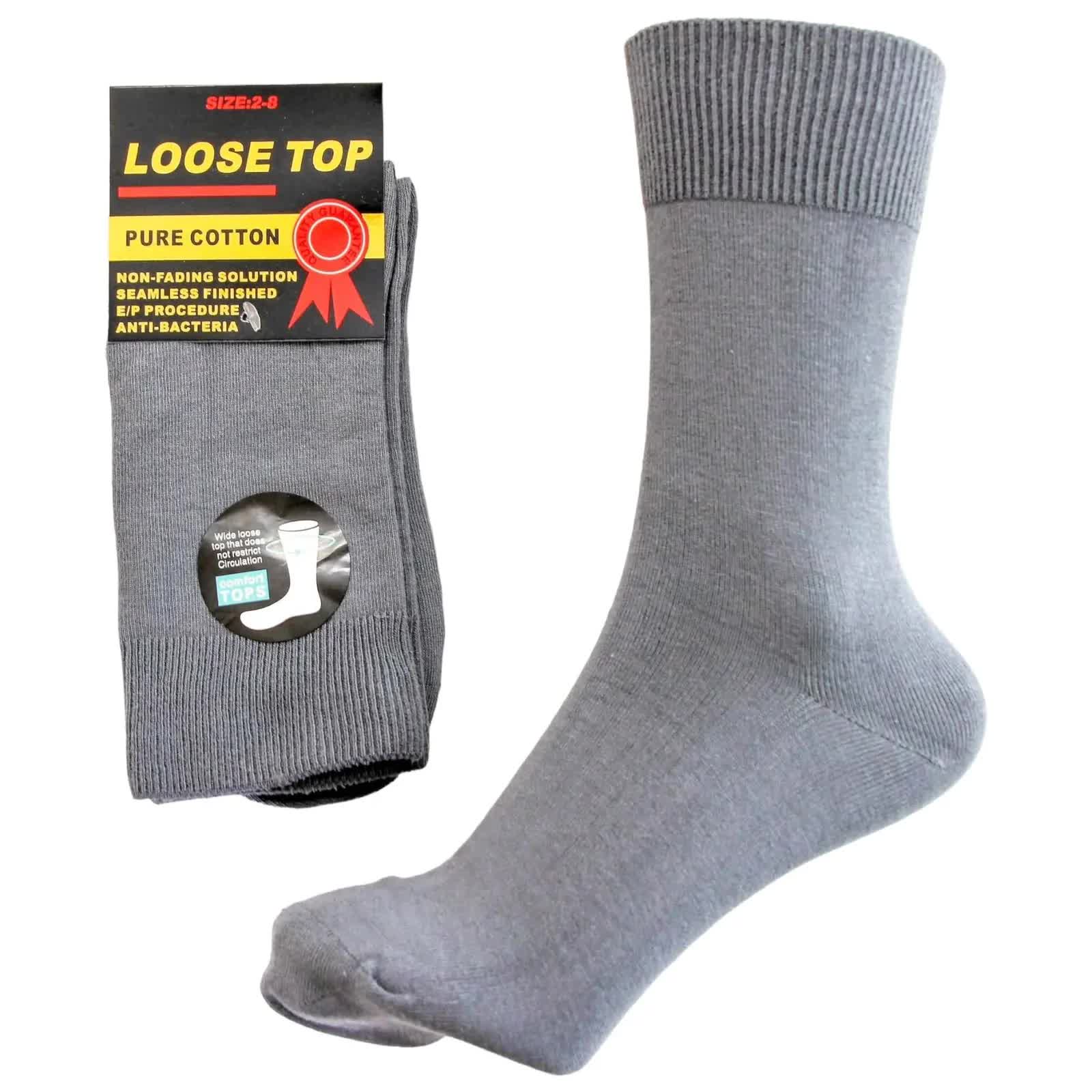 1x Pair COTTON Rich LOOSE TOP SOCKS Dress Medical Circulation Diabetic Comfort -  -