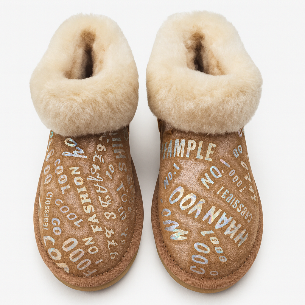 Womens Australian Sheepskin Wool Fur Mini UGG Ankle Boots in Metallic Chestnut - 4