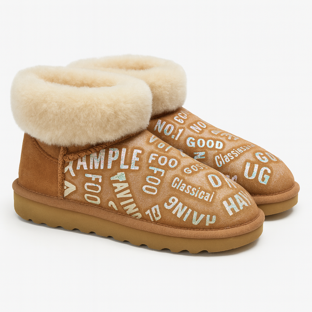 Womens Australian Sheepskin Wool Fur Mini UGG Ankle Boots in Metallic Chestnut - 6