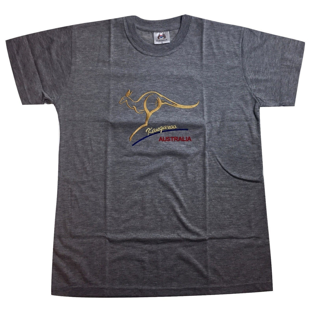 Adult Australian Kangaroo T Shirt Australia Day 100% Cotton Souvenir Tee Top - Grey - S