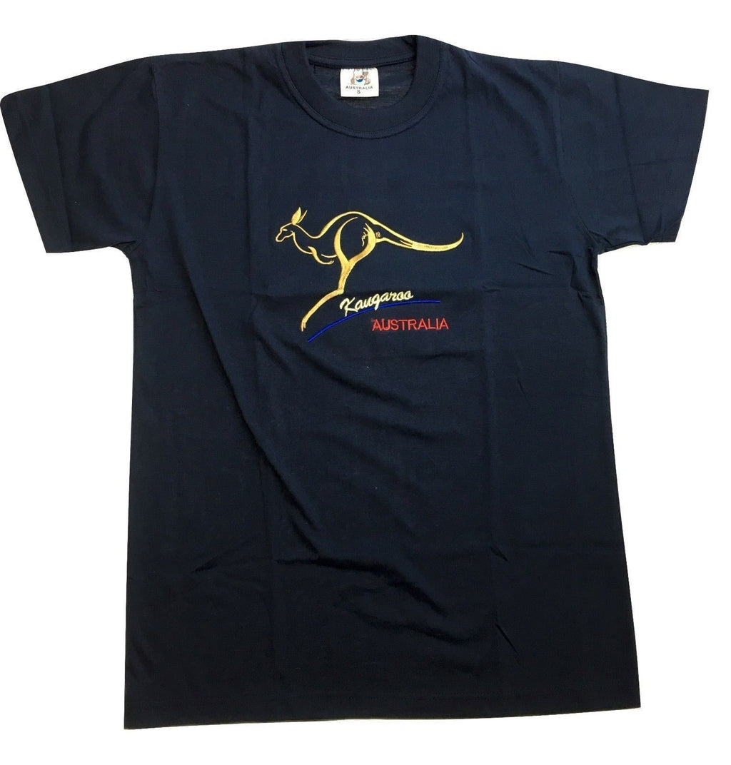 Adult Australian Kangaroo T Shirt Australia Day 100% Cotton Souvenir Tee Top - Navy - XL