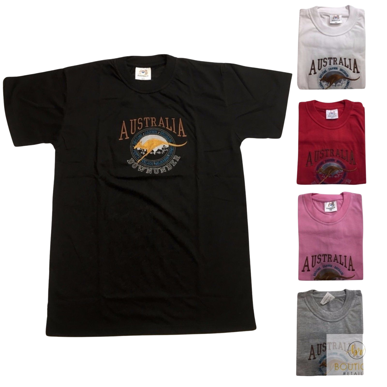 Adult Australia Kangaroo T Shirt Australia Day Souvenir Tee Top 100% Cotton - White - XS
