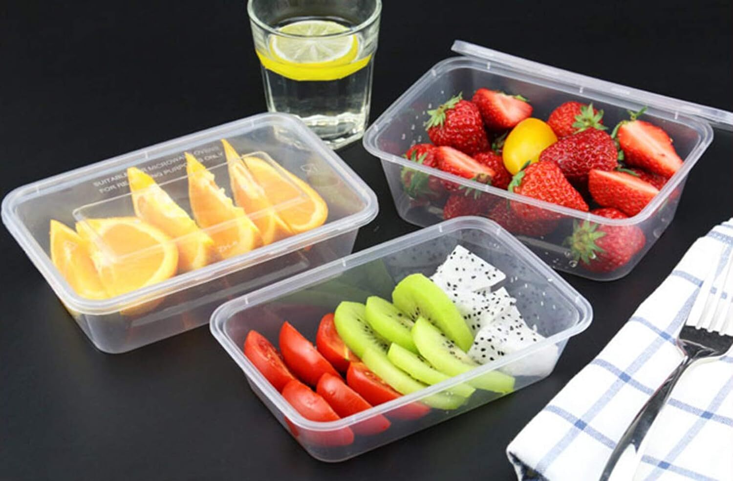 500pcs 350ml Reusable Food Containers Plastic Meal Prep Storage w/Lids - BPA Free (145*100*40mm)