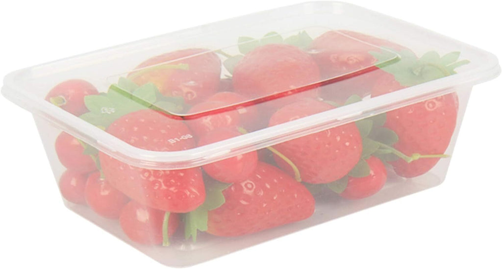500pcs 350ml Reusable Food Containers Plastic Meal Prep Storage w/Lids - BPA Free (145*100*40mm)