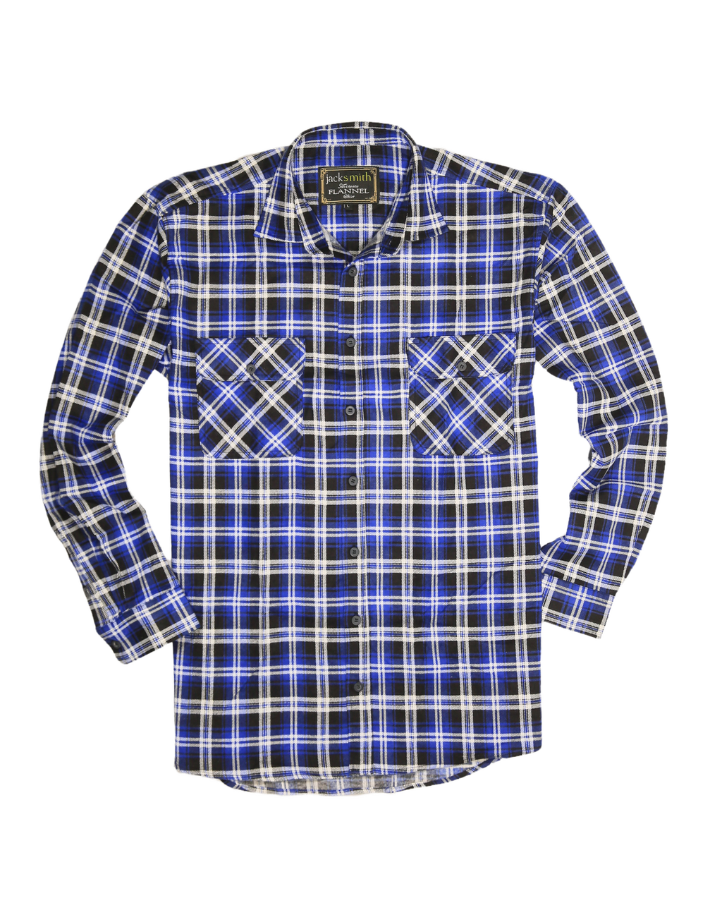 Mens 100% Cotton Flannelette Shirt Long Sleeve Check Authentic Flannel - Denim - 7XL
