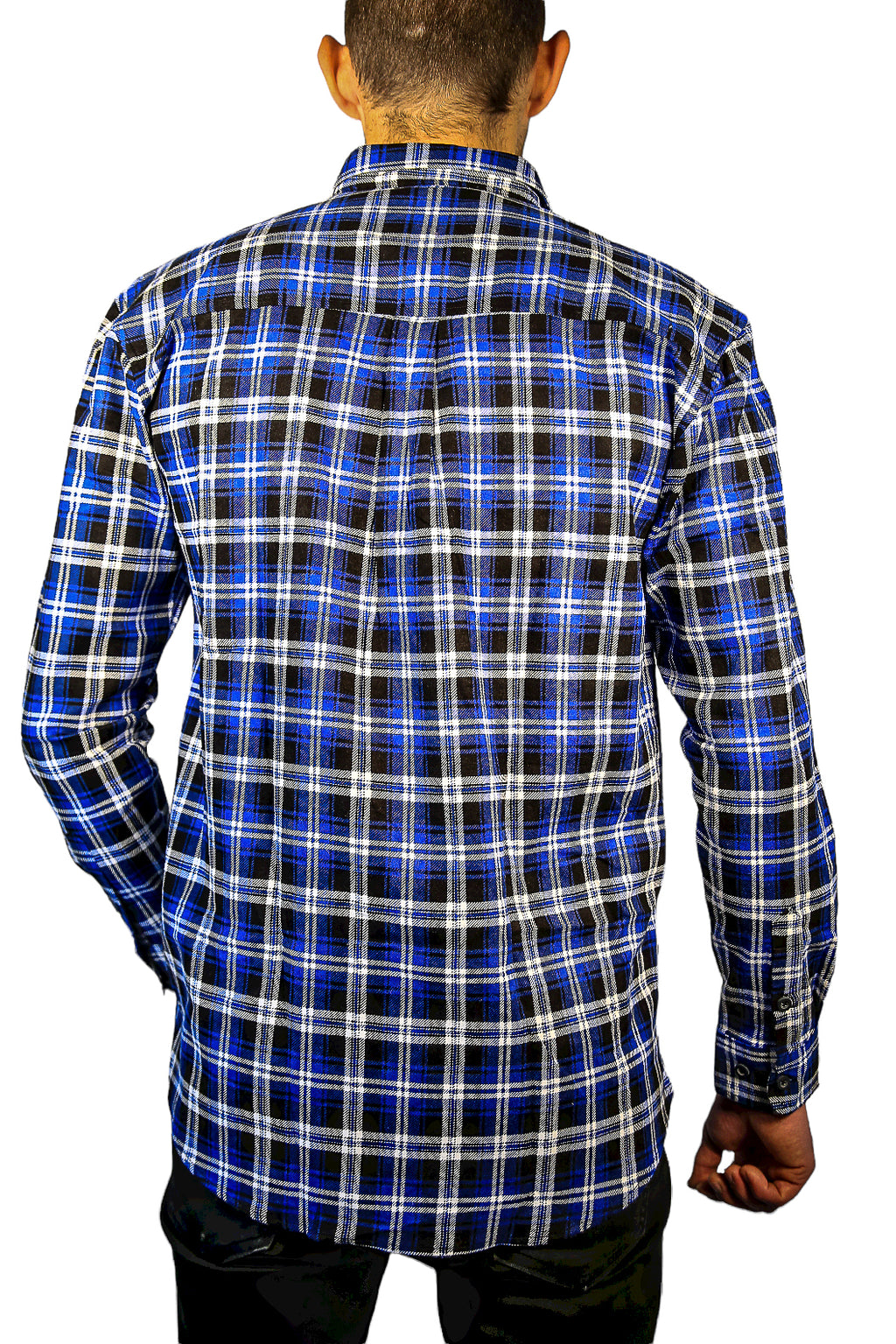 Mens 100% Cotton Flannelette Shirt Long Sleeve Check Authentic Flannel - Denim - 7XL